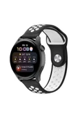 TNR Watch 20mm Spor Delikli Kordon - Siyah-Beyaz - 1