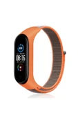 TNR Xiaomi Mi Band 4 Hasırlı Cırtcırtlı Kordon - Turuncu-Gri - 1