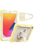 TNR iPad 10.2 (7.nesil) Kılıf Strap New Tablet Kapak - Sarı - 1
