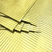 BUFFER® Kare Gold Cam Mozaik Fayans Çıkartmaları El İşi Kare Cam Fayans Kendinden Yapışkanlı Aynalı Dekor Panel 30x30 Cm thumbnail 4