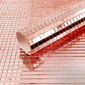 BUFFER® Kare Bronz Cam Mozaik Fayans Çıkartmaları El İşi Kare Cam Fayans Kendinden Yapışkanlı Aynalı Dekor Panel 30x30 C thumbnail 1