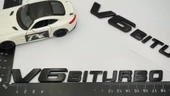 DK Tuning Benz V6 Biturbo Çamurluk Yanı Siyah Logo Amblem 2 Li Set thumbnail 2