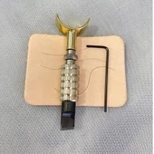 Deri Desen Parmak Bıçağı, Pirinç Saplı, Kaliteli Çelik Uçlu El Aleti - 6