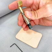 Deri Desen Parmak Bıçağı, Pirinç Saplı, Kaliteli Çelik Uçlu El Aleti - 5