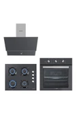 KUMTEL Kristal Antrasit Gri  Cam Ankastre Set - 1