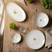 GÜRAL PORSELEN Flora Green 12 Parça 4 Kişilik Kahvaltı Takımı 4883 - 4