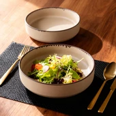 GÜRAL PORSELEN Ese Valeron  2 Adet 18 cm Salata Kasesi Mat Bej 26B - 3