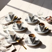 GÜRAL PORSELEN Camelia 12 Parça 6 Kişilik Kahve Fincan Takımı 6245 - 2