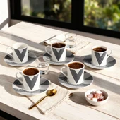 GÜRAL PORSELEN Camelia 12 Parça 6 Kişilik Kahve Fincan Takımı 6245 - 1