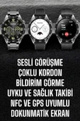 Akıllı Saat Titreşimli Amoled Ekran Uyku ve Sağlık Takibi Sesli Görüşme thumbnail 1