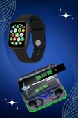 Ucuz ve Kaliteli Kulaklıklı Saat Seti Bluetooth Bağlantılı Akıllı Saat ve Kulaklık thumbnail 3