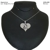 Doğum Ayına Özel 925 Ayar Gümüş Plakalı Kalp Figürlü Gümüş Renkli Zincirli Hediyelik Kolye-456 - 2