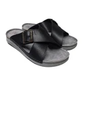 Enova Erkek Baskı Deri Anatomik Çapraz Bant Tokalı Terlik thumbnail 2