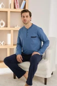Pijamoni Erkek %100 Pamuk Penye Mevsimlik Uzun Kollu Pijama Takımı 6842 - 5