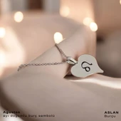 Doğum Ayına Özel 925 Ayar Gümüş Plakalı Kalp Figürlü Gümüş Renkli Zincirli Hediyelik Kolye-456 - 1