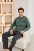 Pijamoni Erkek %100 Pamuk Penye Mevsimlik Uzun Kollu Pijama Takımı 6842 - 1