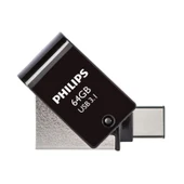 PHILIPS 64GB USB 3.1 Type-C Bellek, 2 in 1 Metal - FM64DC152B/00 - 1