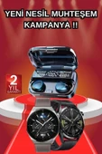 İkili Set Akıllı Saat Ve Bluetooth Kulaklık Kablosuz Uzun Pil Ömrü Spor Modları thumbnail 2