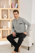 Pijamoni Erkek %100 Pamuk Penye Mevsimlik Uzun Kollu Pijama Takımı 6842 - 3