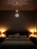 DMR Tekli Taşlı Top Sarkıt Led Avize GOLD /ALTIN Kasa Üç Renk 6500k/4000k/3000k (Beyaz/ Ilık Beyaz/Sarı (Günışığı) - 3