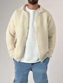 Ekru Peluş Hırka - 1