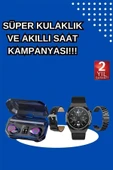 Yeni Nesil Kampanyası Bluetooth Bağlantılı Akıllı Saat ve Kablosuz Kulaklık Dijital Göstergeli thumbnail 2
