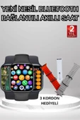 Akıllı Saat Arama Görüşme Bildirim Görme Uyku ve Sağlık Takibi Nabız Ölçer 3 Kordon Hediyeli thumbnail 2