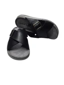 Enova Erkek Baskı Deri Anatomik Çapraz Bant Tokalı Terlik thumbnail 3