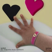 Burca Özel Ayıcık Motifli Doğal Pembe Derili 14 Ayar Altın Plakalı Hediye Bileklik-458 - 2