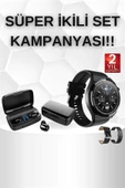 Kablosuz Bluetooth Kulaklık ve Kordon Hediyeli Akıllı Saat Nabız Ölçer Uzun Pil Ömrü thumbnail 2