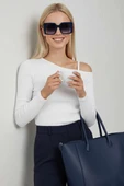 Tek Omuz İpli Bluz Beyaz T4328 thumbnail 2