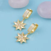 Gümüş Pazarım Altın Kaplama 925 Ayar Gümüş Yıldız Küpe - 1