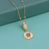 Gümüş Pazarım Özel Tasarım Nazar Boncuklu Altın Kaplama Gümüş Kolye - 1