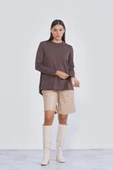 Nuss Basic Tunik Ön Kısa Arka Uzun Tunik - 902 kahve thumbnail 3