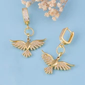 Gümüş Pazarım Altın Kaplama 925 Ayar Gümüş Anka Kuşu Küpe - 1