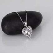 Gümüş Pazarım Özel Tasarım Beyaz Taşlı 925 Ayar Gümüş Kolye - 1