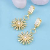 Gümüş Pazarım Kartanesi Model Özel Tasarım Altın Kaplama Top Zincirli 925 Ayar Gümüş Küpe - 1