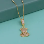 Gümüş Pazarım Altın Kaplama Panda Motifli 925 Ayar Gümüş Kolye - 1