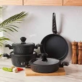 Karaca Biodiamond Antibakteriyel Kulplu İndüksiyon Tabanlı 7 Parça Tencere Seti thumbnail 4