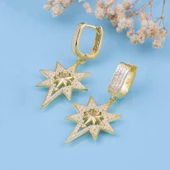 Gümüş Pazarım Altın Kaplama 925 Ayar Gümüş Kutup Yıldızı Küpe - 1