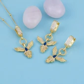 Gümüş Pazarım Beyaz Taşlı Altın Kaplama 925 Ayar Gümüş Anka Kuşu Gümüş Set - 1