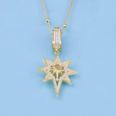 Gümüş Pazarım Altın Kaplama Top Zincirli 925 Ayar Gümüş Kutup Yıldızı Kolye - 1