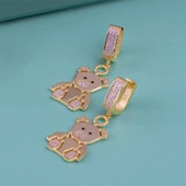 Gümüş Pazarım Kartanesi Model Özel Tasarım Altın Kaplama Top Zincirli 925 Ayar Gümüş Küpe - 1