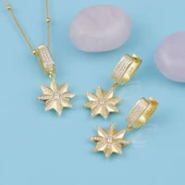 Gümüş Pazarım Altın Kaplama Top Zincirli 925 Ayar Gümüş Yıldız Set - 1