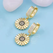 Gümüş Pazarım Özel Tasarım Nazar Boncuklu Altın Kaplama Gümüş Küpe - 1