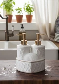 Mundo Porselen Sıvı Sabunluk Seti-2x300 ML Kalpli - 1