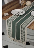 Örme Masa Örtüsü Püsküllü Runner Masa Örtüsü Organik Pamuk Runner 35X155 cm Masa Üstü Runner - 1