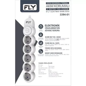 Fly 3394-01 Termal Akım Korumalı Uzatma Kablosu 5 Priz + Anahtar 2M Beyaz - 2