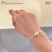 Doğum Ayına Özel 14 Ayar Altın Plakalı Taç Figürlü Hasır Kordonlu Hediye Bileklik-464 thumbnail 2