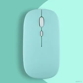 Lenovo Tablet Şarj Edilebilir Sessiz Mouse Bluetooth + 2.4Hz Wifi Kablosuz Mouse Fare  Turkuaz thumbnail 1